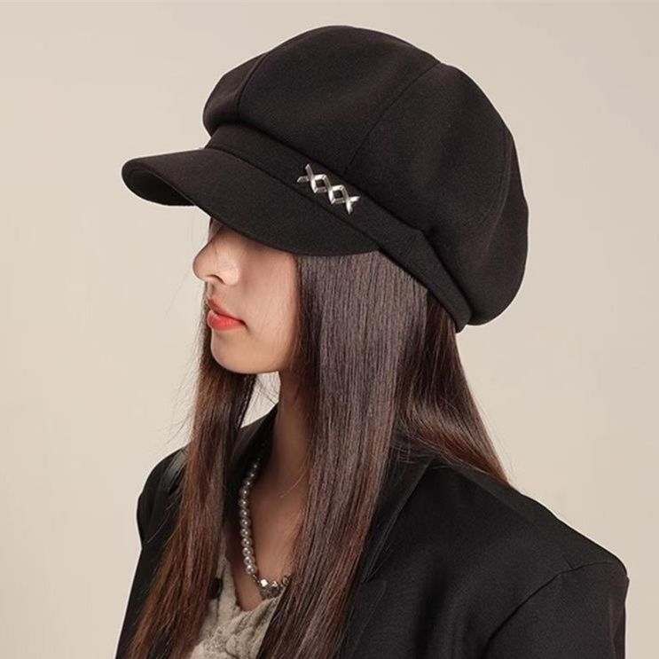 キャスケット メタル装飾付きコーデュロイキャスケット