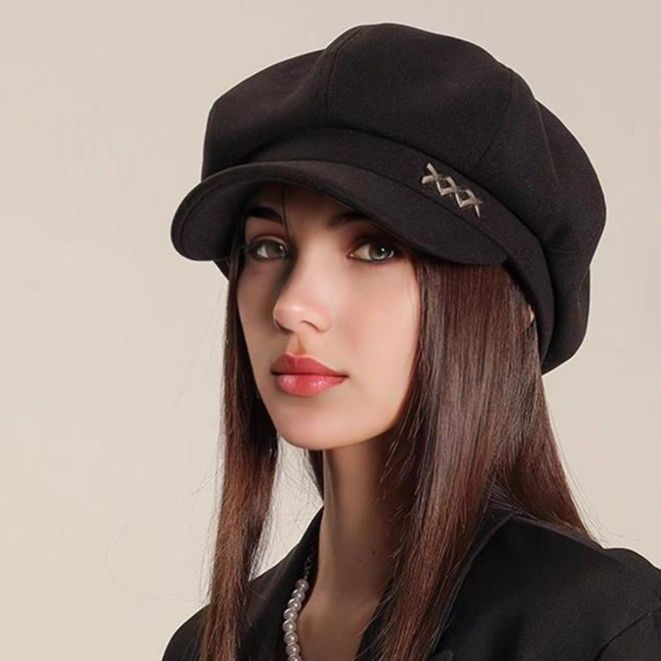 キャスケット メタル装飾付きコーデュロイキャスケット