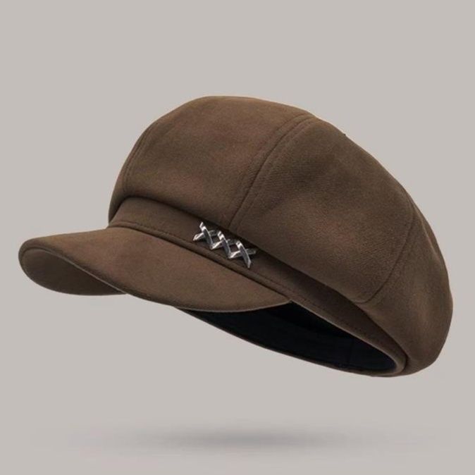 キャスケット メタル装飾付きコーデュロイキャスケット