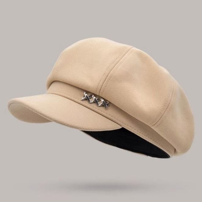 キャスケット メタル装飾付きコーデュロイキャスケット