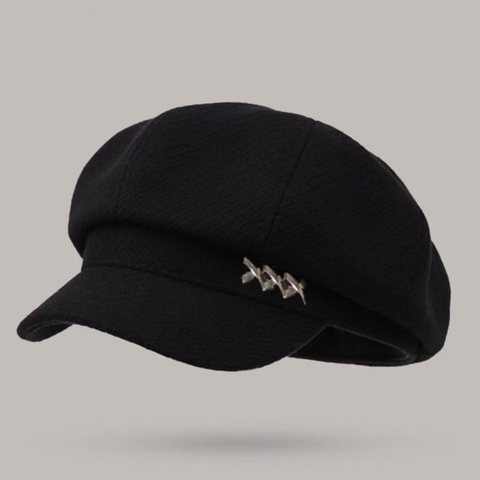 キャスケット メタル装飾付きコーデュロイキャスケット