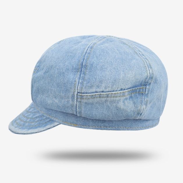 ヴィンテージ風デニムキャスケット八角帽