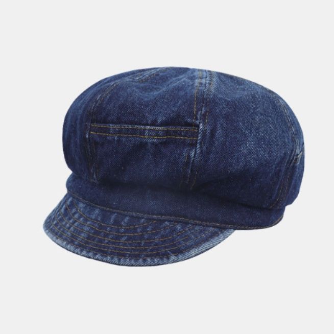 ヴィンテージ風デニムキャスケット八角帽