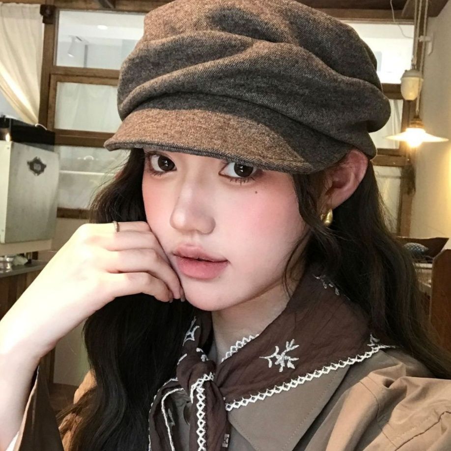 キャスケット 上品なボリューム感のあるウール裏地キャスケット帽