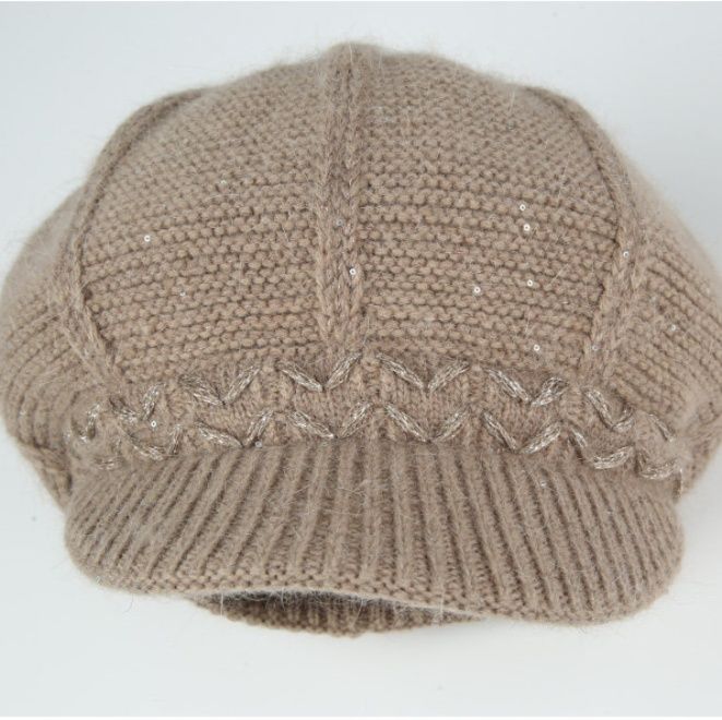 波模様編み込みデザインニットキャスケット帽
