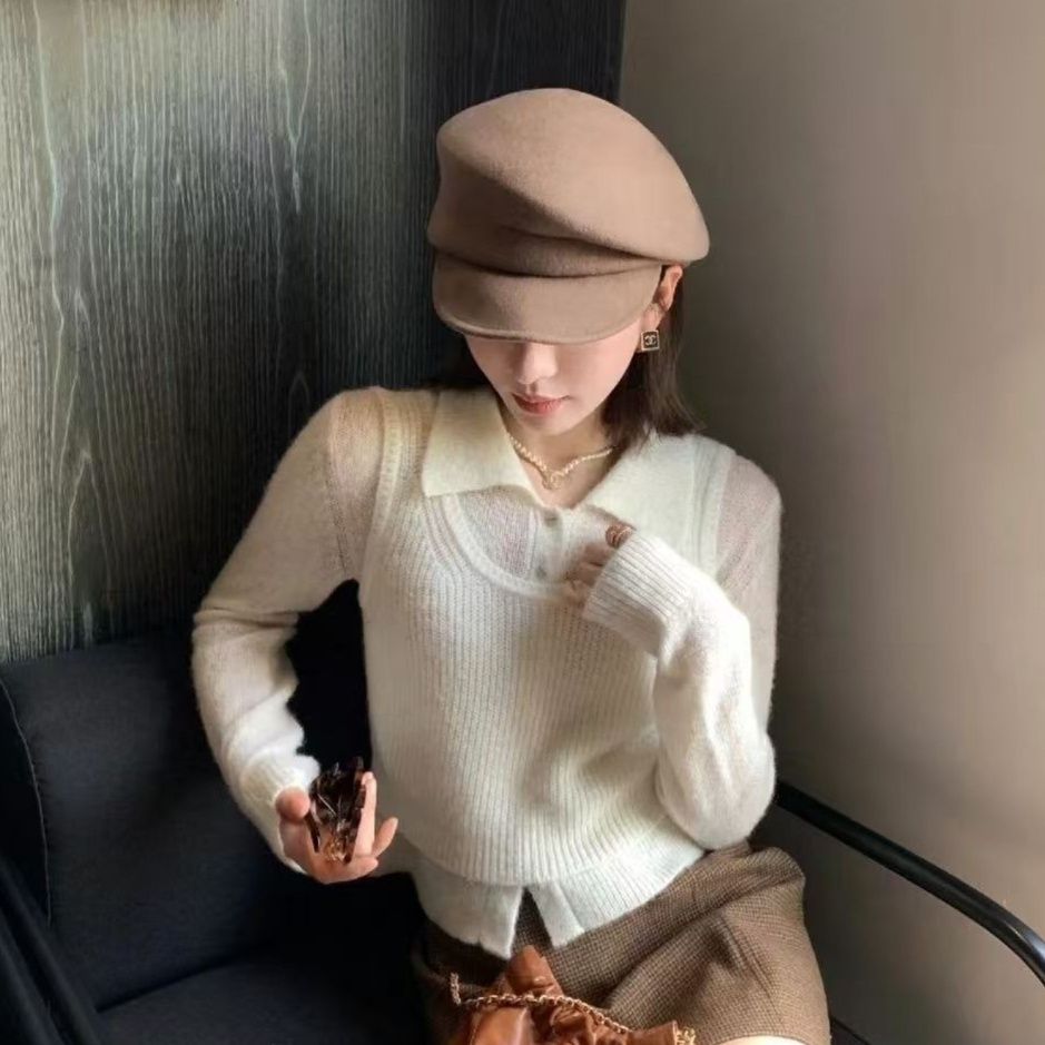 キャスケット 上品なクラシックスタイルウールキャスケット