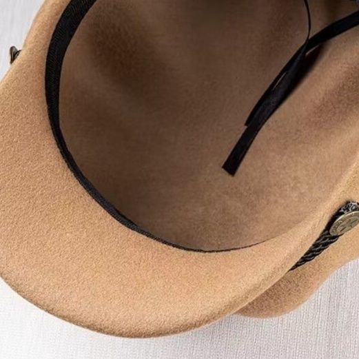 キャスケット 金具装飾付きウールキャスケット帽子