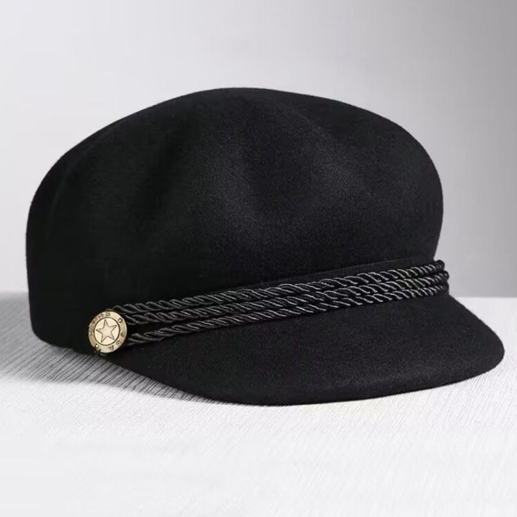 キャスケット 金具装飾付きウールキャスケット帽子