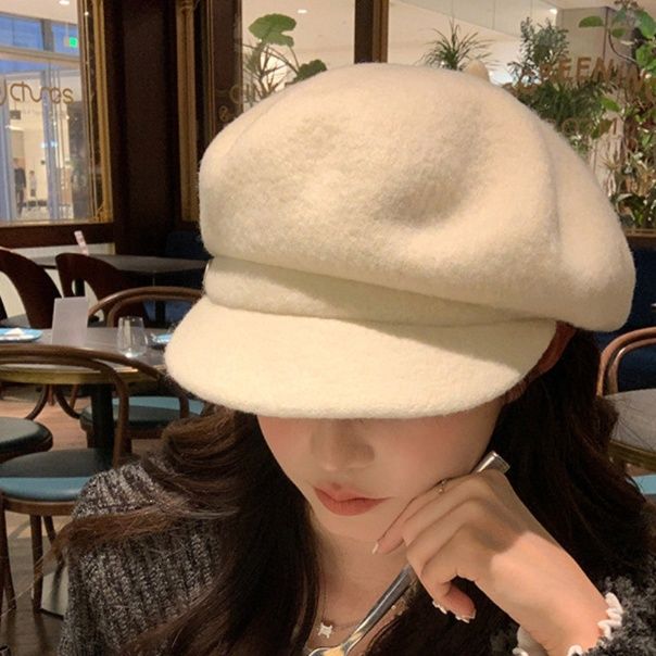 キャスケット ふんわりボリューム八角ウールキャスケット帽子