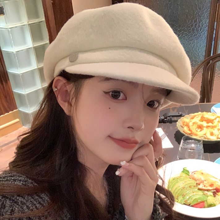 キャスケット ふんわりボリューム八角ウールキャスケット帽子