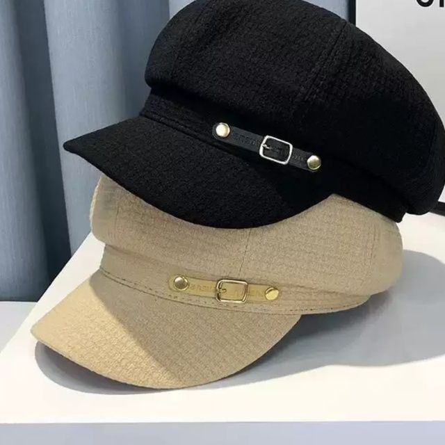  ベルト飾り付きウールマリンキャスケット