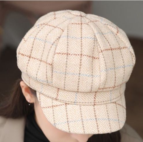 ヘリンボーン柄ウールマリンキャスケット