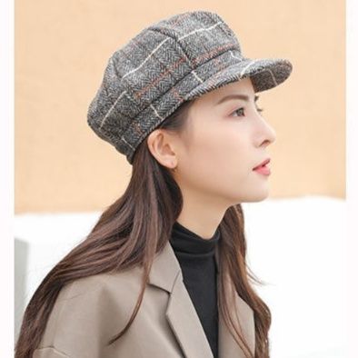 ヘリンボーン柄ウールマリンキャスケット