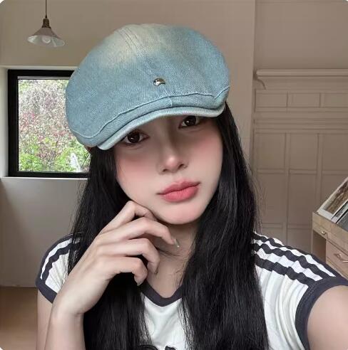 デニム生地キャスケット帽子レディース外出用