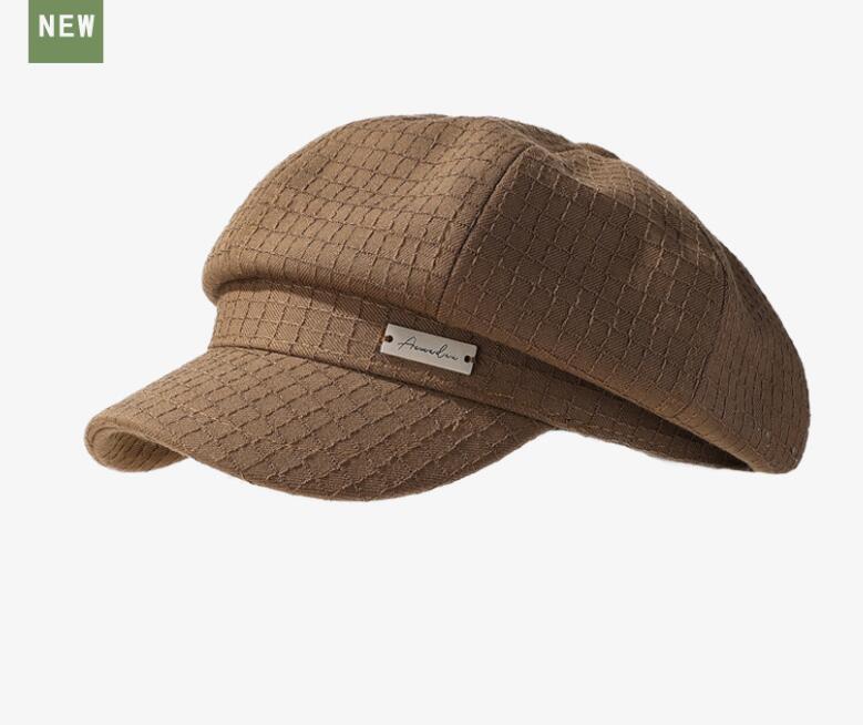 新作レディース格子柄キャスケット帽子