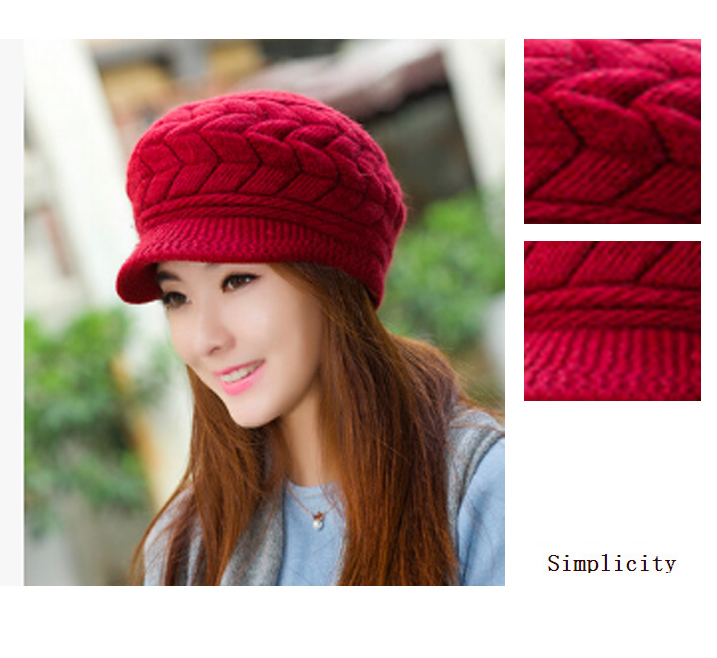 レディース ケーブル編み ニットキャスケット 防寒帽子