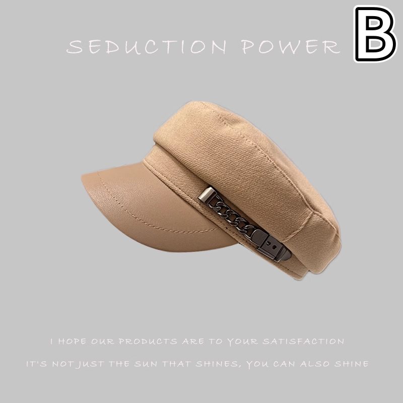 レディース キャスケット 合成レザー つば付き帽子