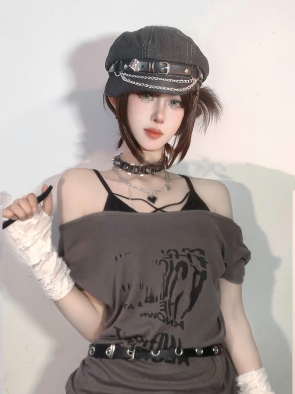 レザーベルト付き デニムキャスケット レディース 帽子