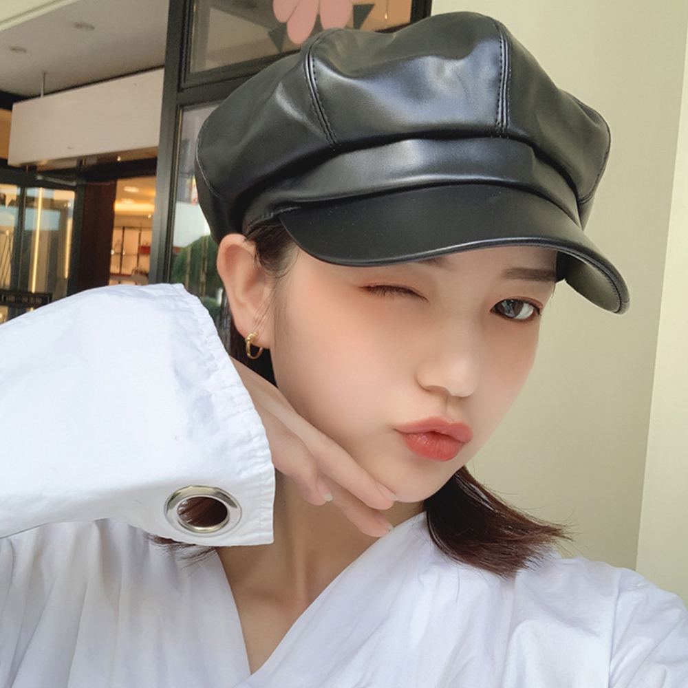 合皮キャスケット レディース マリン風帽子