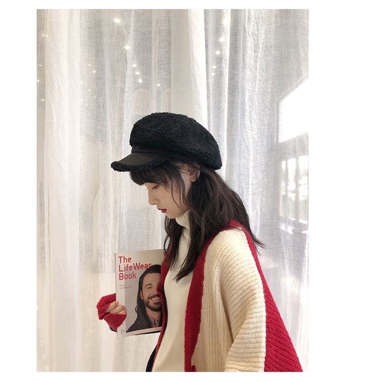 もこもこボア素材キャスケット レディース防寒帽子