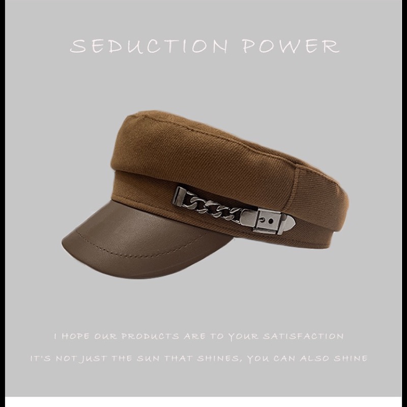 レディース キャスケット 合成レザー つば付き帽子