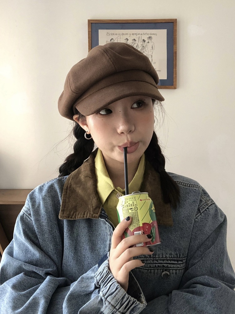 キャスケット ボリューム感のあるつば付きニットキャスケット