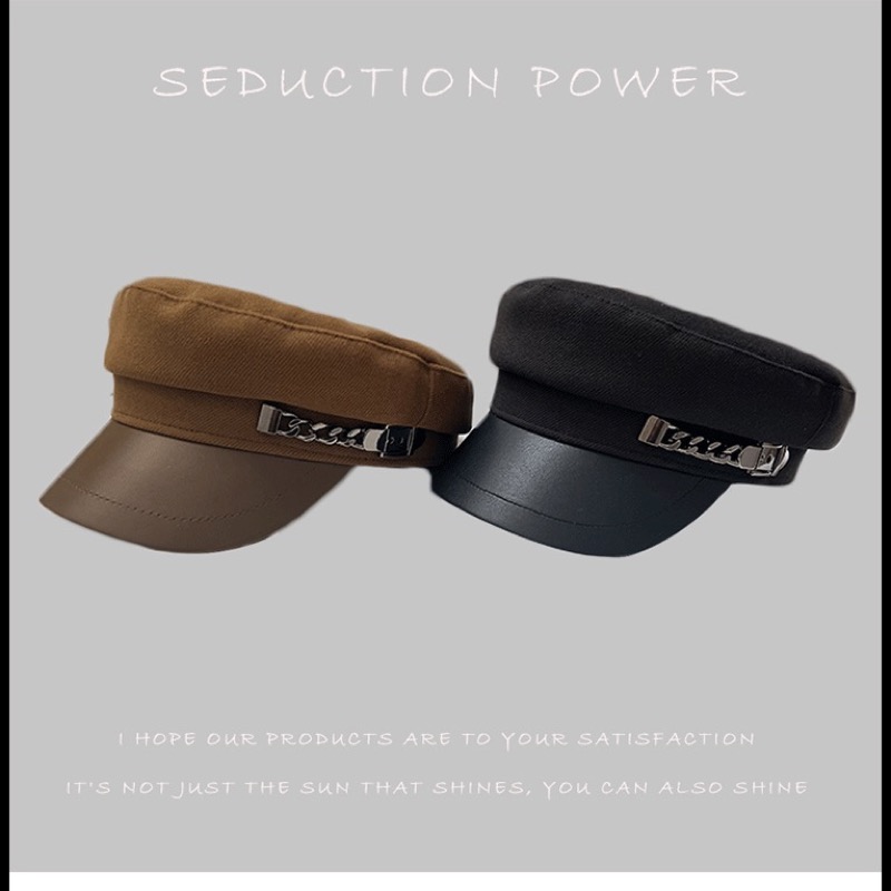 レディース キャスケット 合成レザー つば付き帽子