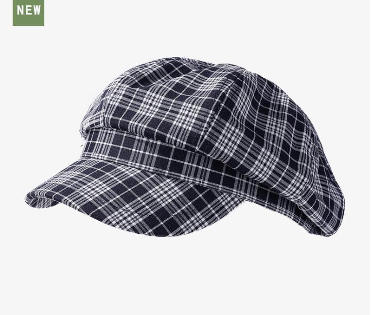 新作チェック柄キャスケット男女兼用復古帽子