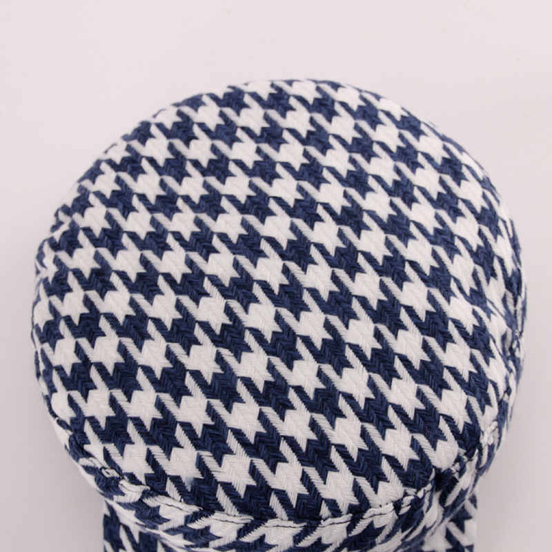 千鳥格子キャスケット つば付き防寒帽子 小顔効果