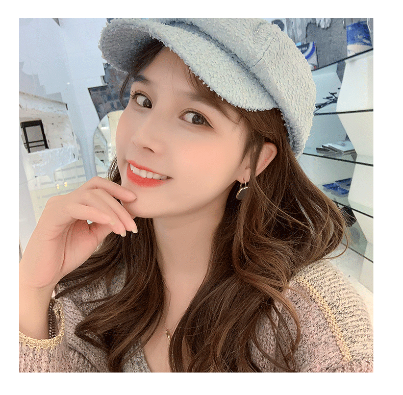 キャスケット 上品な織り模様のツイードマリン帽