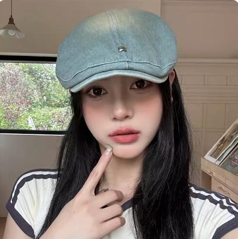 デニム生地キャスケット帽子レディース外出用