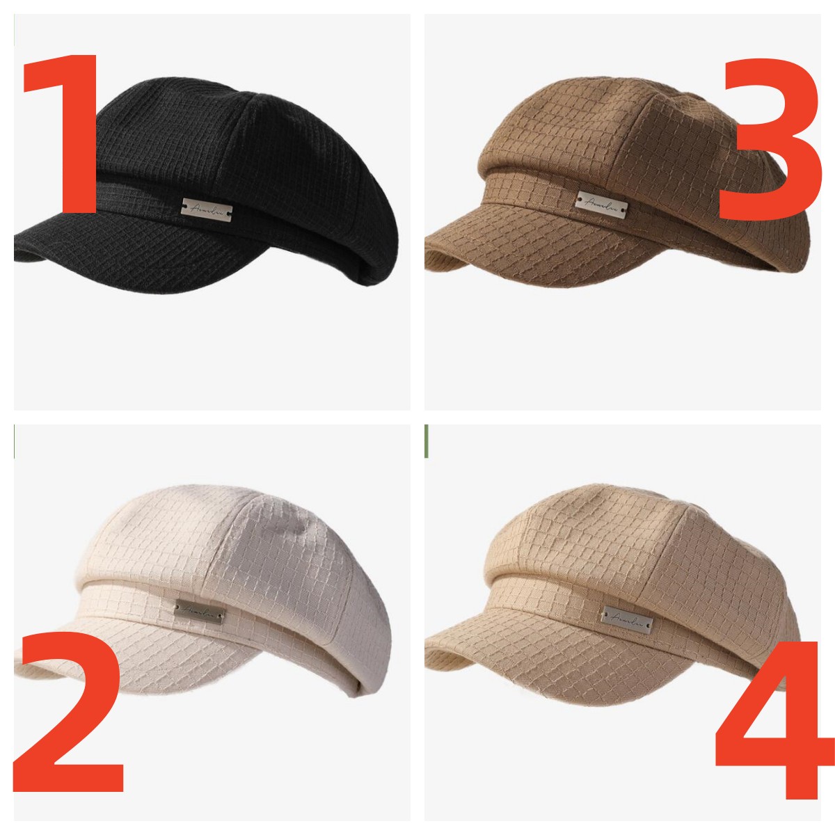 新作レディース格子柄キャスケット帽子