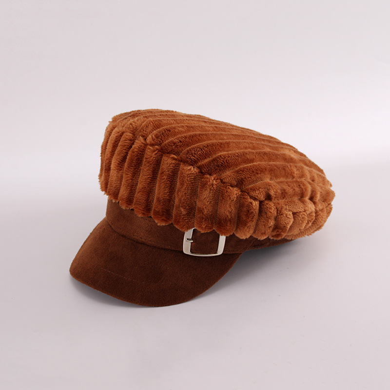 もこもこ素材つばありキャスケット防寒帽子