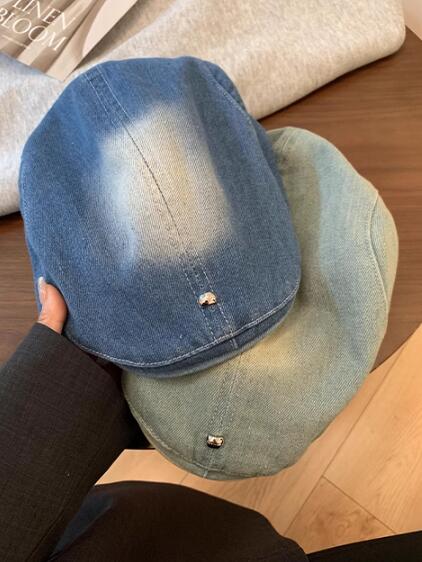デニム生地キャスケット帽子レディース外出用