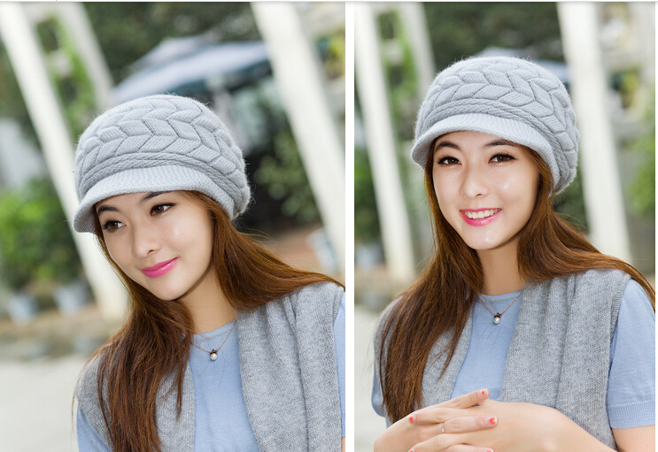 レディース ケーブル編み ニットキャスケット 防寒帽子