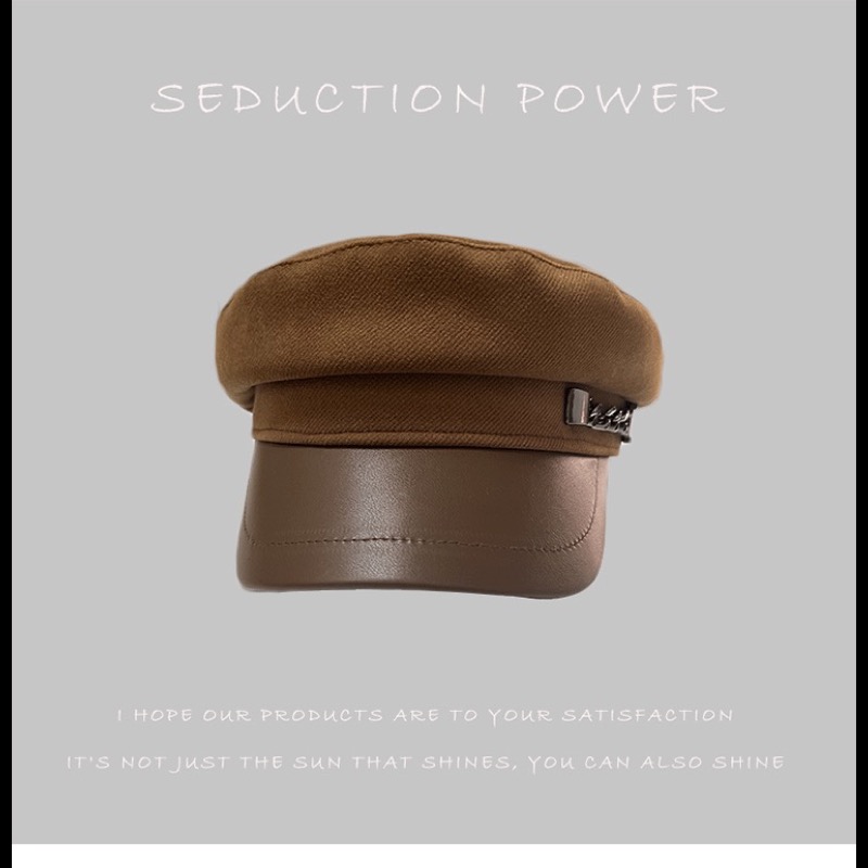 レディース キャスケット 合成レザー つば付き帽子