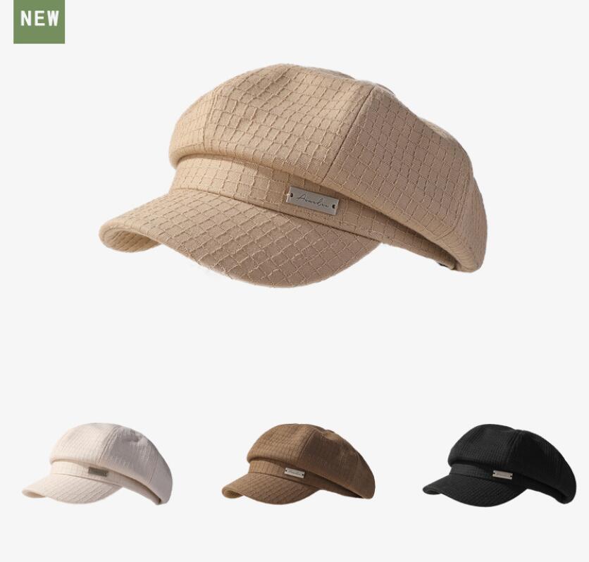 新作レディース格子柄キャスケット帽子