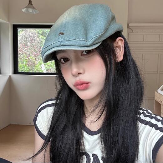 デニム生地キャスケット帽子レディース外出用