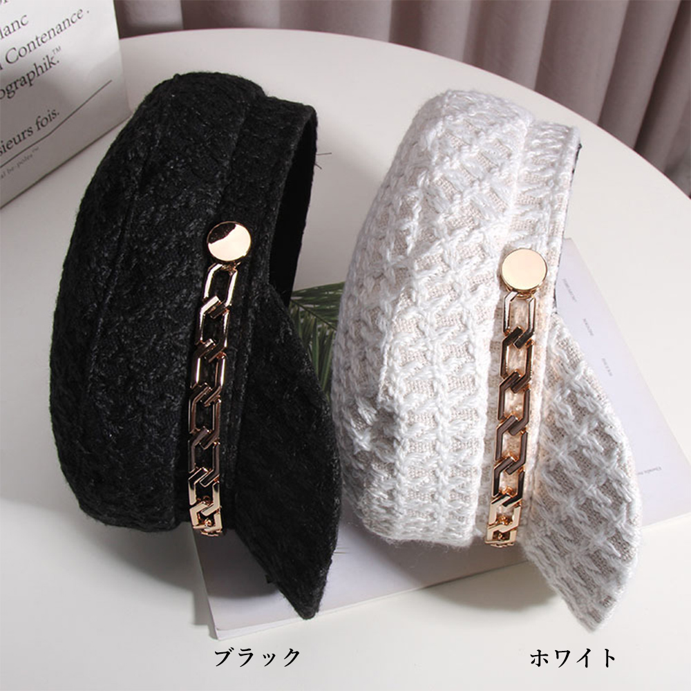 チェーン付きツイード風キャスケット レディース帽子