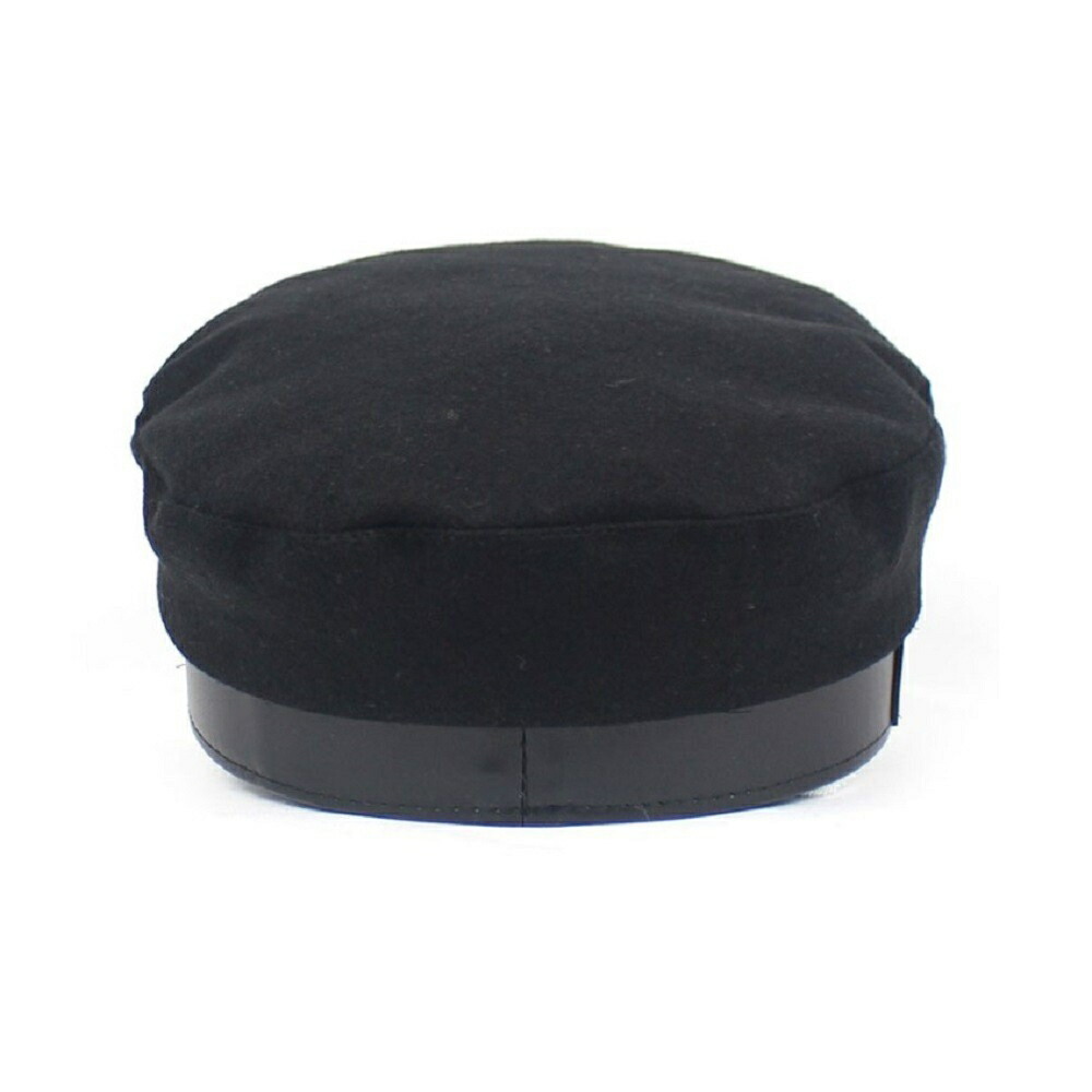 レトロ風ベルト付きキャスケット帽子黒色ゴシック調