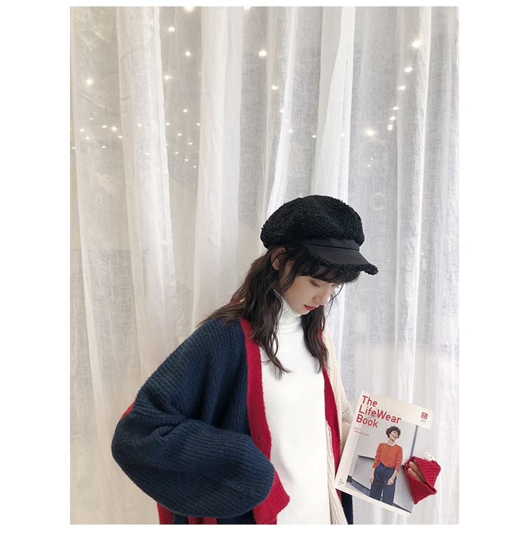 もこもこボア素材キャスケット レディース防寒帽子