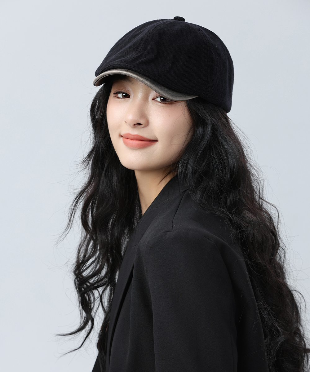 レディース コーデュロイ キャスケット ハンチング 小顔効果