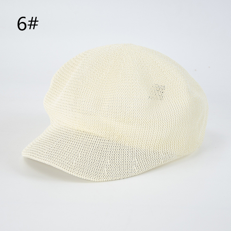 透かし編み麦わらキャスケット 春夏 通勤 旅行 女性用