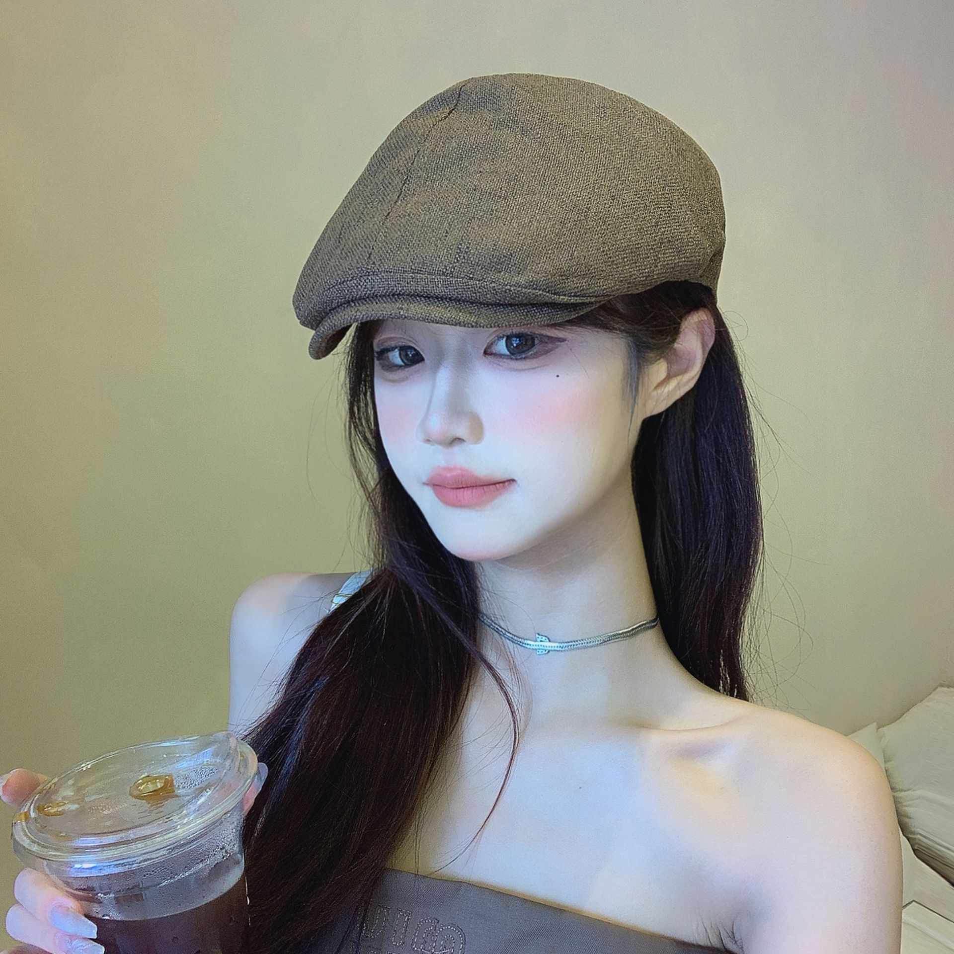 キャスケット 天然素材リネン使用のクラシカルハンチングキャスケット