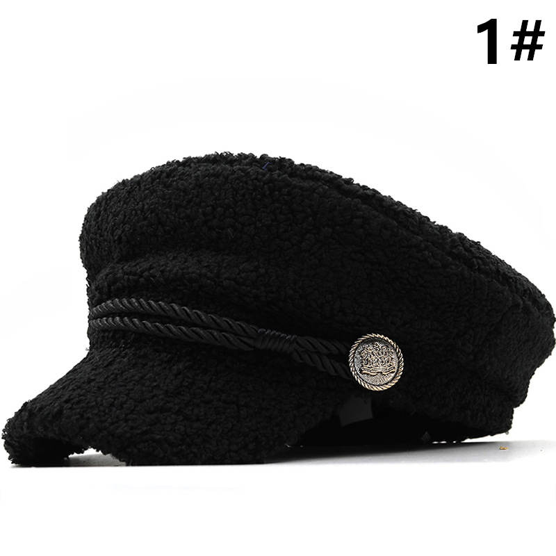 マリンキャスケット 小顔効果 黒 レディース帽子