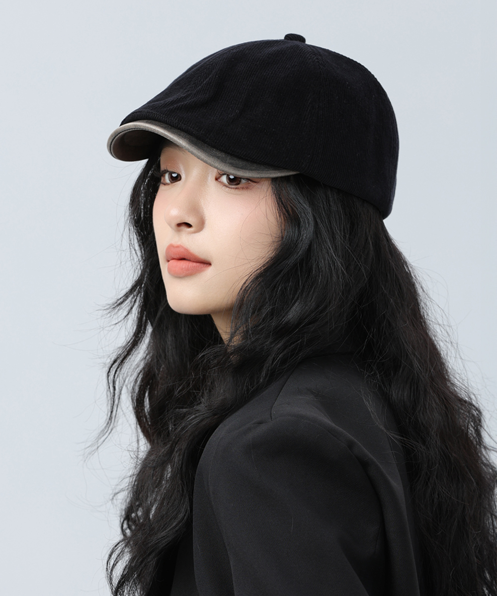 レディース コーデュロイ キャスケット ハンチング 小顔効果
