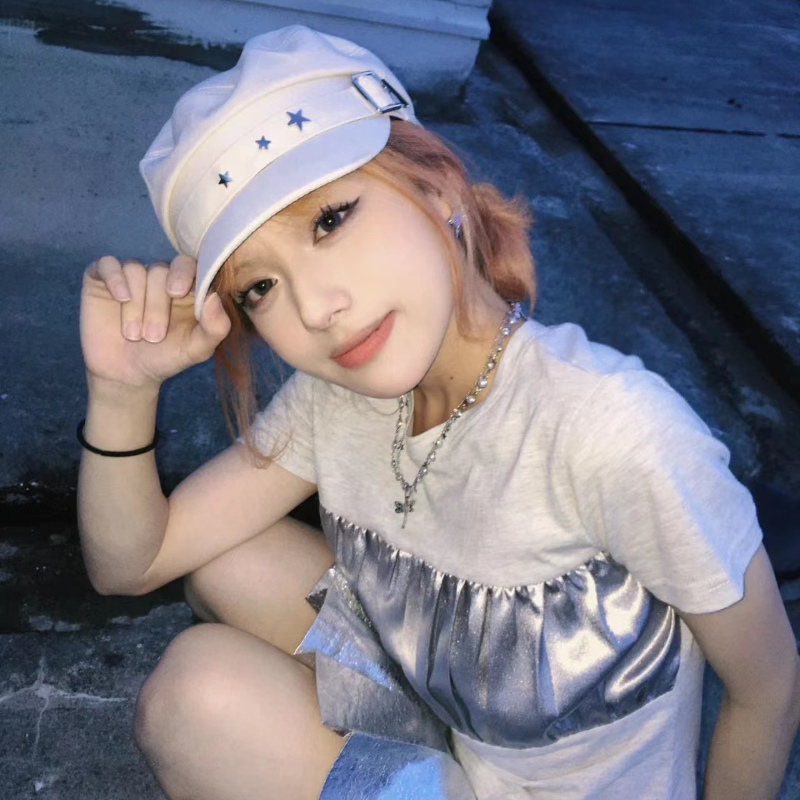 星柄ベルト付き ウールキャスケット 帽子 レディース
