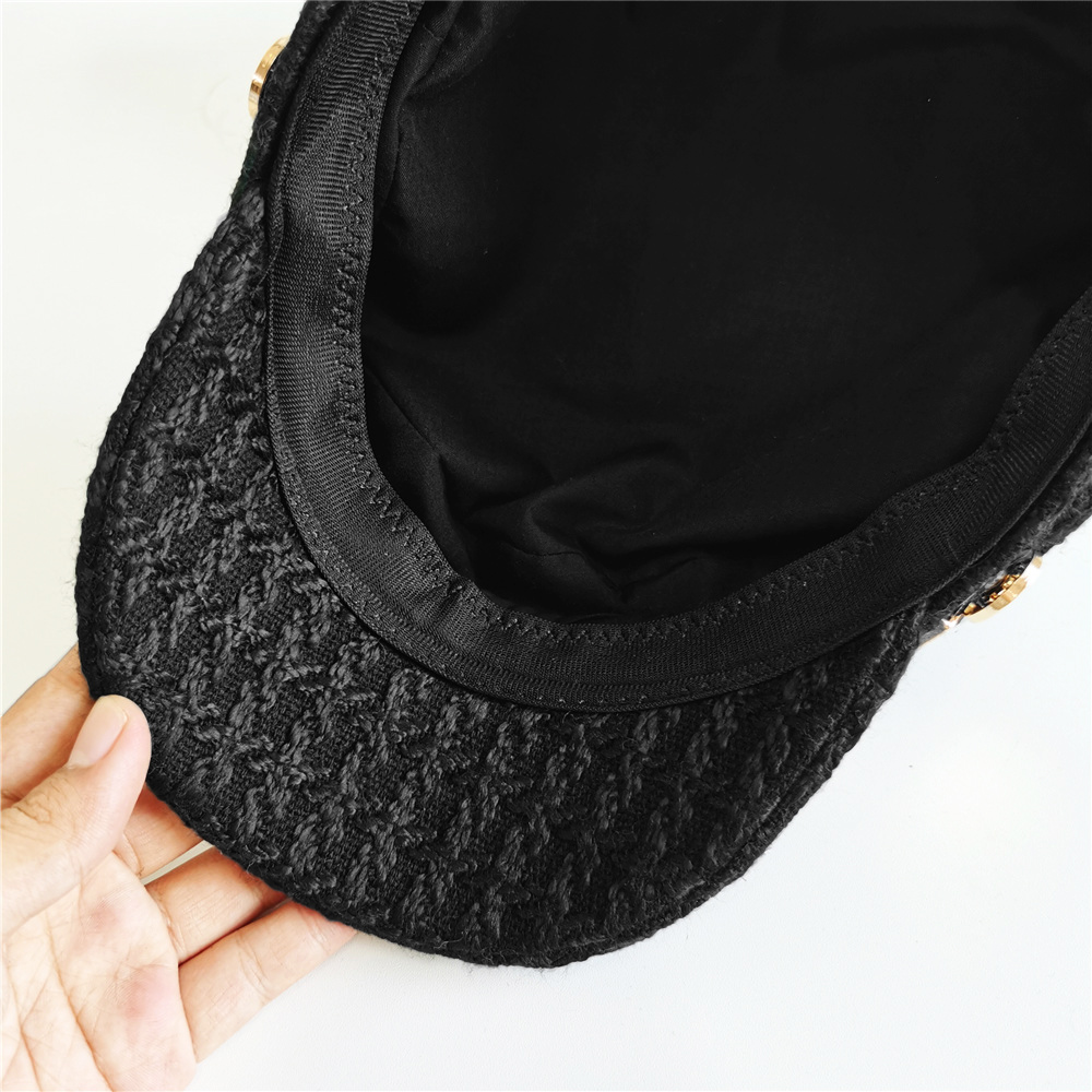 チェーン付きツイード風キャスケット レディース帽子