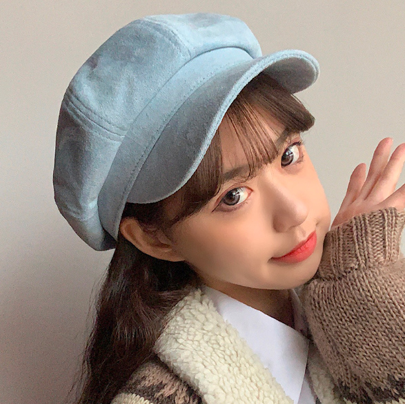 秋冬新作 レディース スエード調キャスケット 無地 防寒帽子