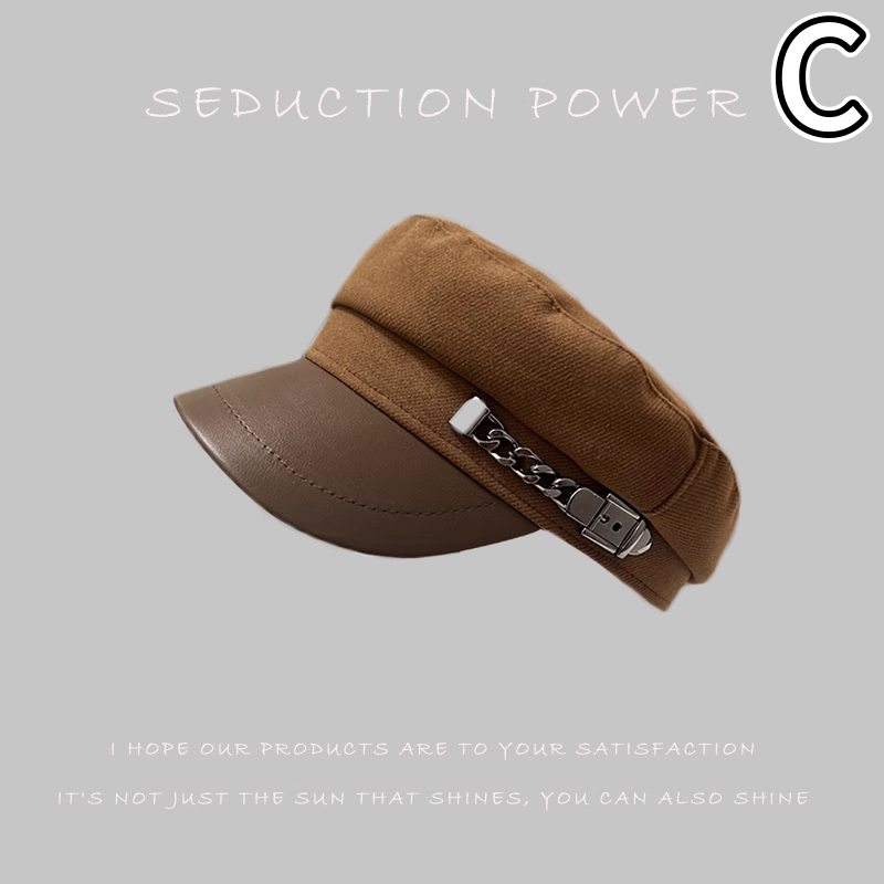 レディース キャスケット 合成レザー つば付き帽子